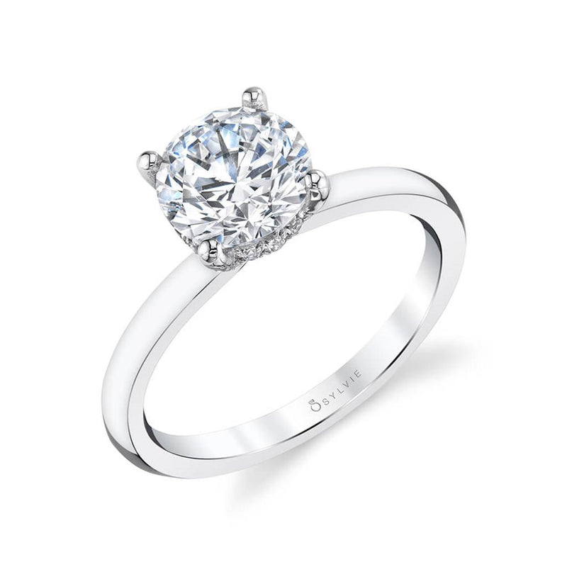 Sylvie Solitaire Diamond Engagement Ring Setting in 14k White Gold