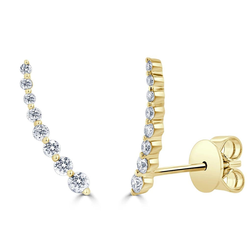 Davis Classics Diamond Climber Earrings in 14k Yellow Gold