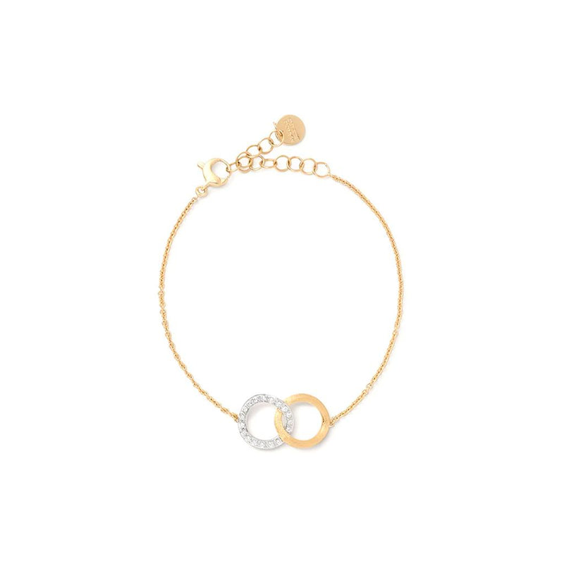 Marco Bicego 18k Yellow and White Gold Jaipur Collection Delicati Interlocking Circle Diamond Bracelet