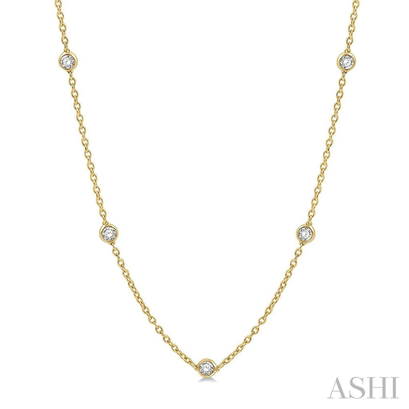 Davis Classics 14k Yellow Gold Diamond by the Yard Necklace