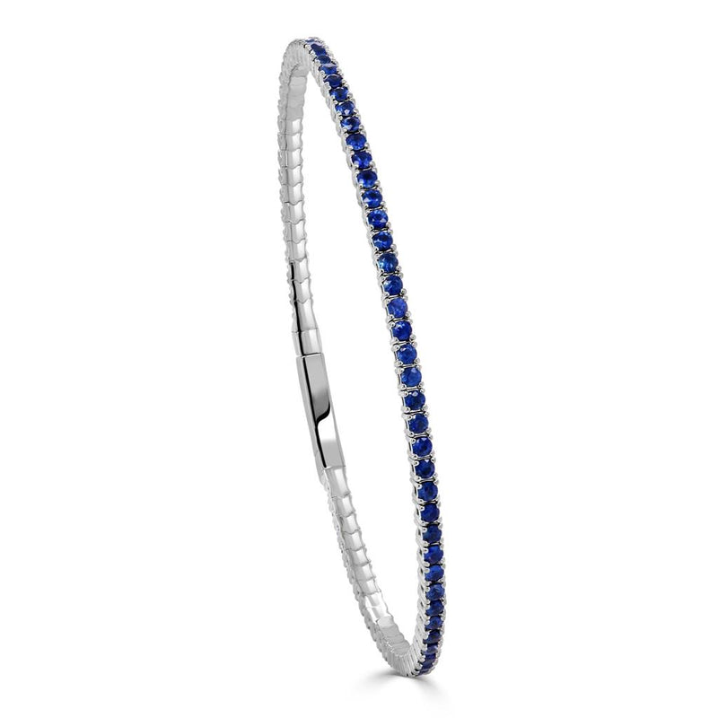 Davis Classics 14k White Gold Flexible Blue Sapphire Eternity Bangle Bracelet