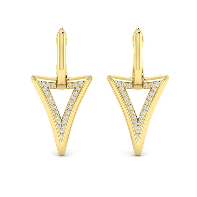 Vlora 14k Yellow Gold Miravel Collection Inverted Open Triangle Dangle Hoop Earrings