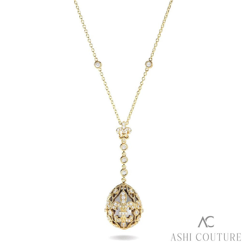 Davis Classics 18k Yellow and White Gold Vintage Couture Czarina Diamond Pendant Necklace