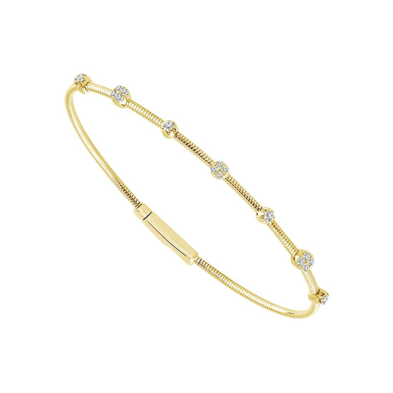 Davis Classics 14k Yellow Gold and Titanium Flexie Diamond Bangle Bracelet