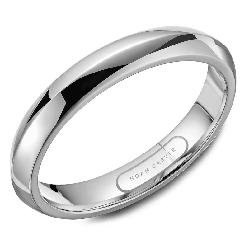 Noam Carver 14k White Gold 4mm Comfort Fit Wedding Band with High Polish and Knife Edge