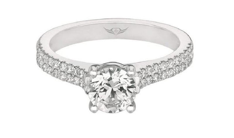 Martin Flyer Multi Row Diamond Engagement Ring Setting in 14k White Gold