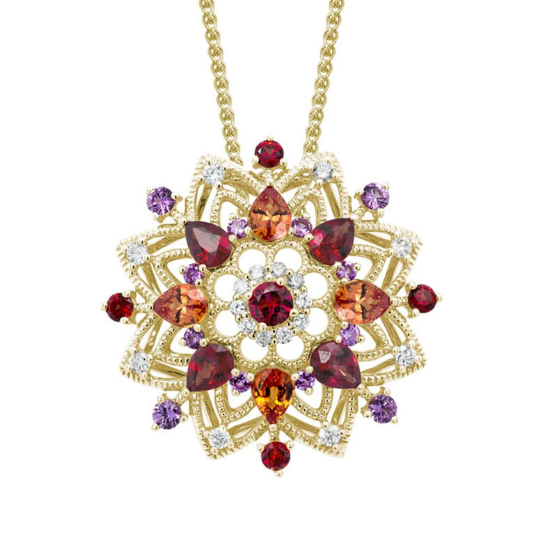 Davis Classics Sapphires and Diamonds Floral Necklace