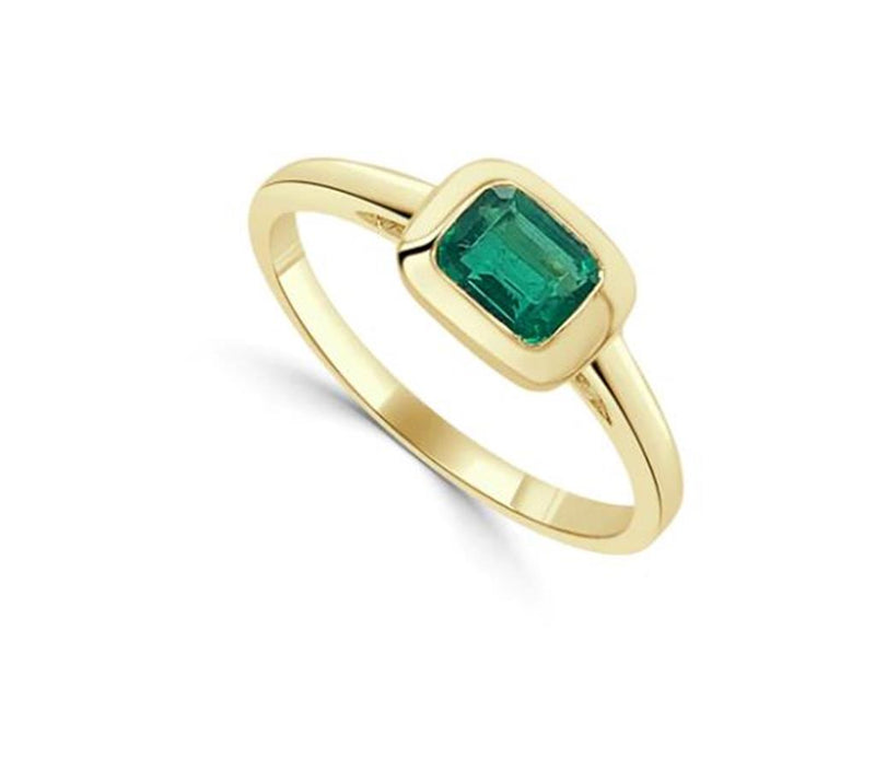 Davis Classics Emerald Geometric Fashion Ring in 14k Yellow Gold