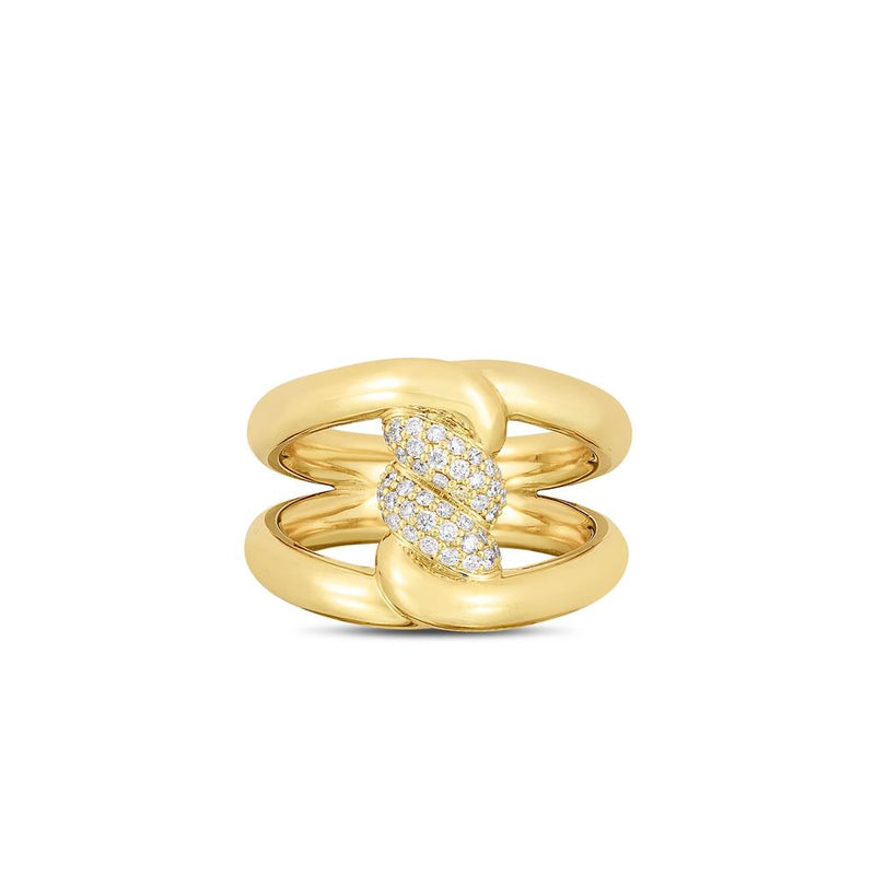 Roberto Coin 18k Yellow Gold Cialoma Collection Wide Open Twist Diamond Fashion Ring