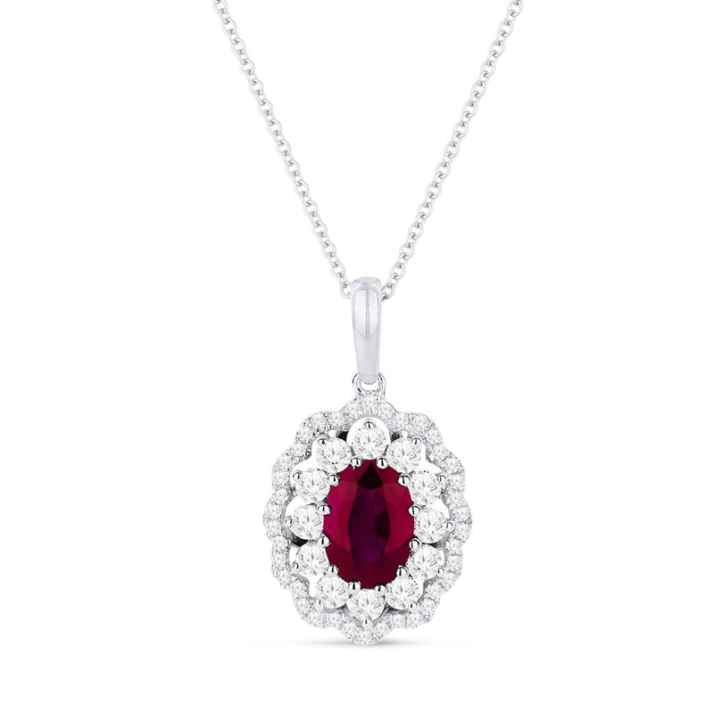 Madison L 14k White Gold Arianna Collection Double Halo Ruby Pendant