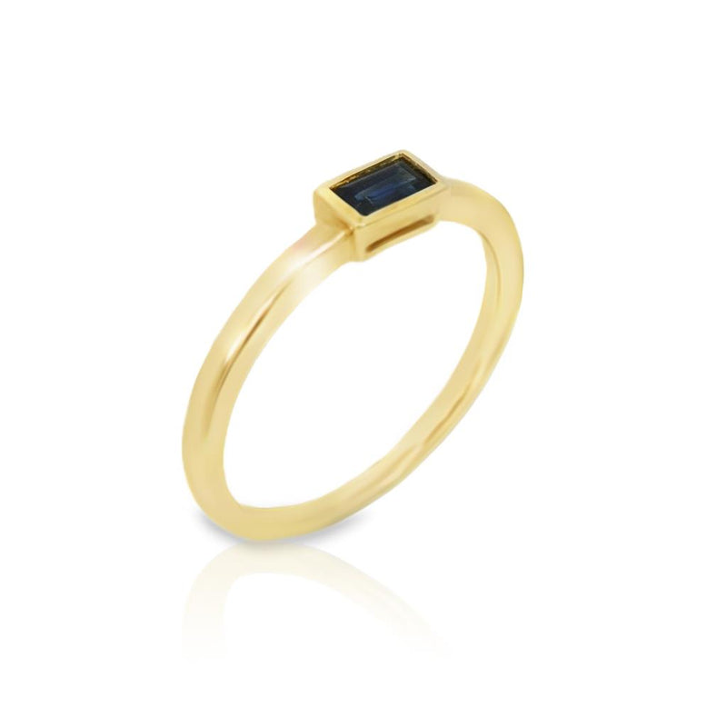 Davis Classics 14k Yellow Gold East/West Baguette-Cut Sapphire Birthstone Ring