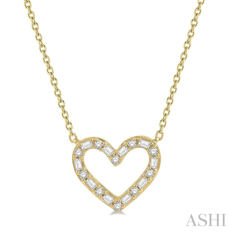 Davis Classics 14k Yellow Gold Diamond Open Heart Pendant Necklace