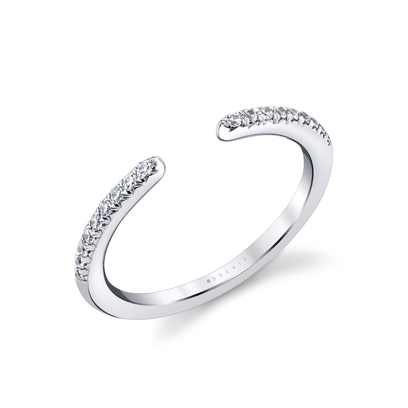 Sylvie Women's Cuff Diamond Wedding Band in 14k White Gold