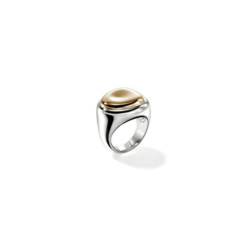 John Hardy 14k Yellow Gold and Sterling Silver Pebble Ring