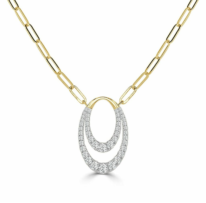 Frederic Sage 14k Yellow and White Gold Double Oval Diamond Pendant