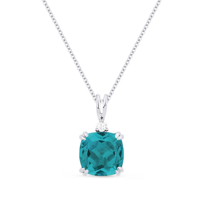 Madison L 14k White Gold Lab-Created Paraiba Tourmaline Drop Pendant Necklace