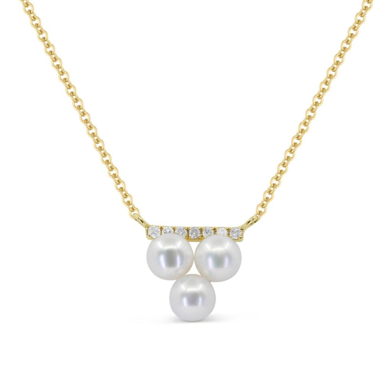 Madison L 14k Yellow Gold Inverted Triangle Pearl Pendant Necklace