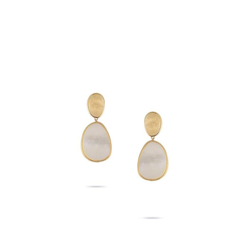 Marco Bicego 18k Yellow Gold Lunaria Collection White Mother of Pearl Drop Earrings