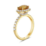 Charles Krypell 18k Yellow Gold Citrine and Diamond East/West Halo Ring