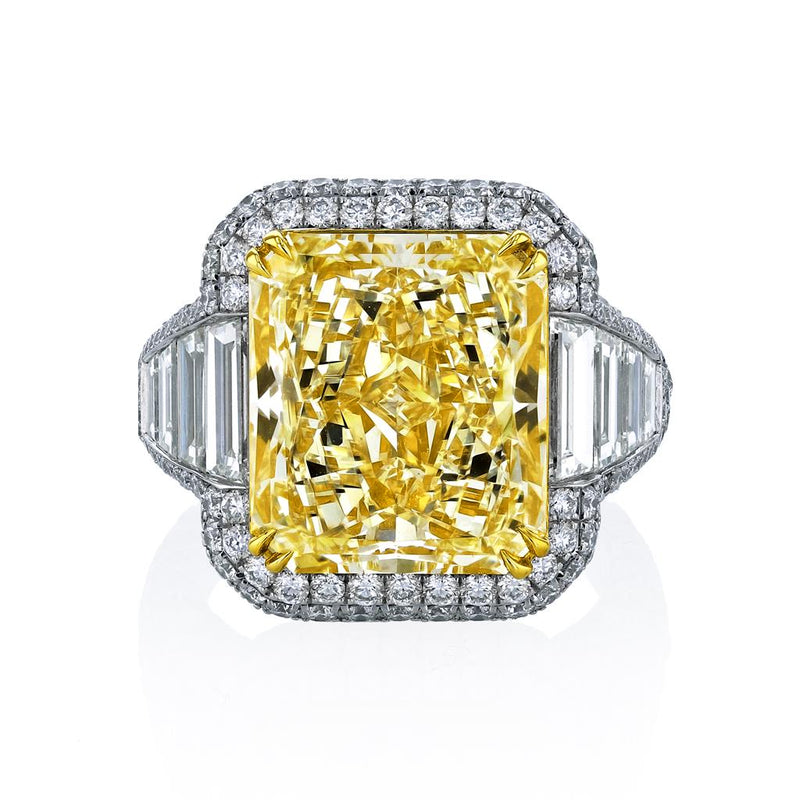 Davis Classics Platinum and 18k Yellow Gold Halo Design Engagement Ring