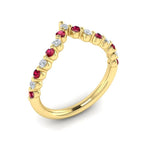 Vlora 14k Yellow Gold Adella Color Collection Ruby and Diamond Contour Fashion Ring