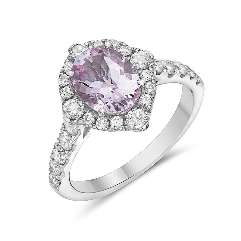 Charles Krypell 18k White Gold Morganite and Diamond Halo Ring