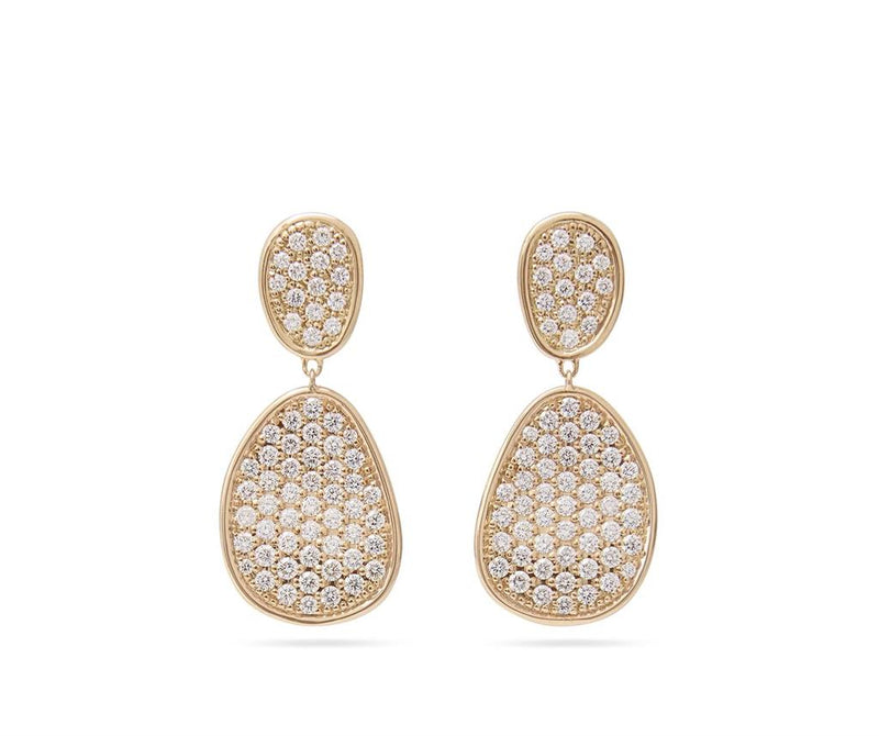 Marco Bicego Lunaria Collection Diamond Statement Dangle Earrings in 18k Yellow Gold