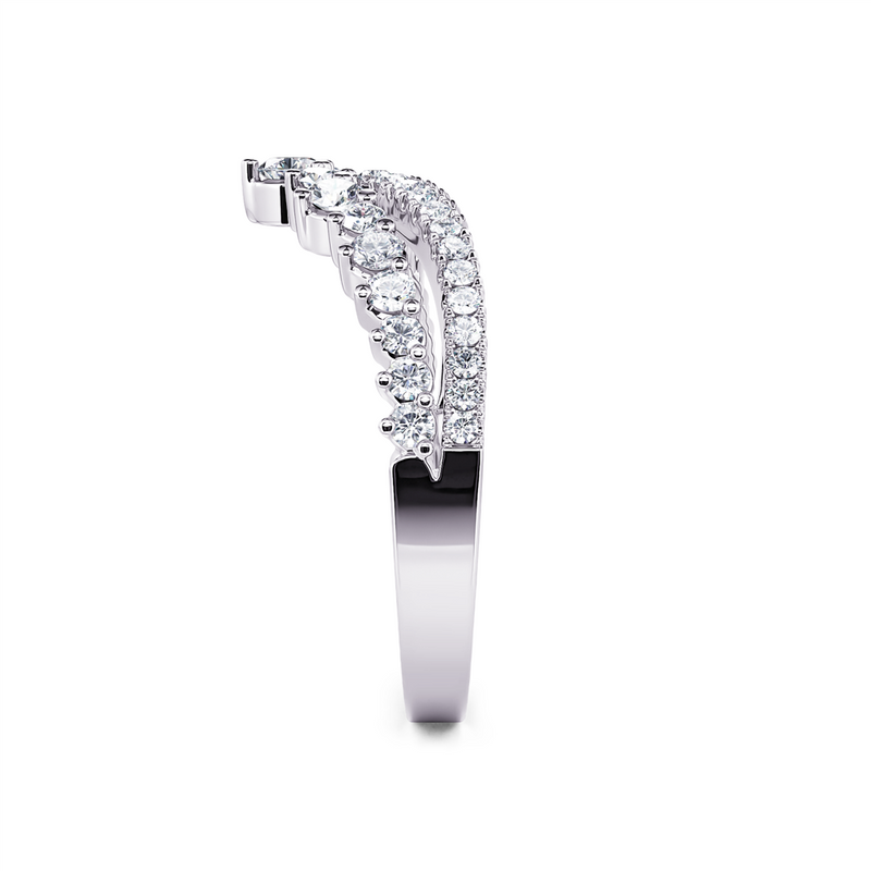 Davis Classics Women's 14k White Gold V-Design Contour Diamond Band