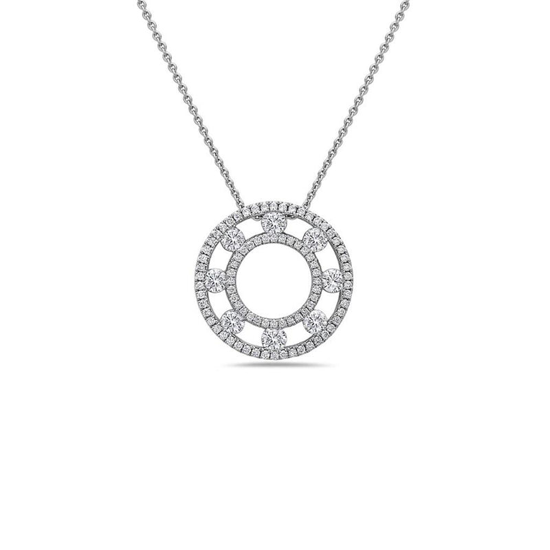 Charles Krypell 18k White Gold Circle of Love Floating Diamond Pendant Necklace