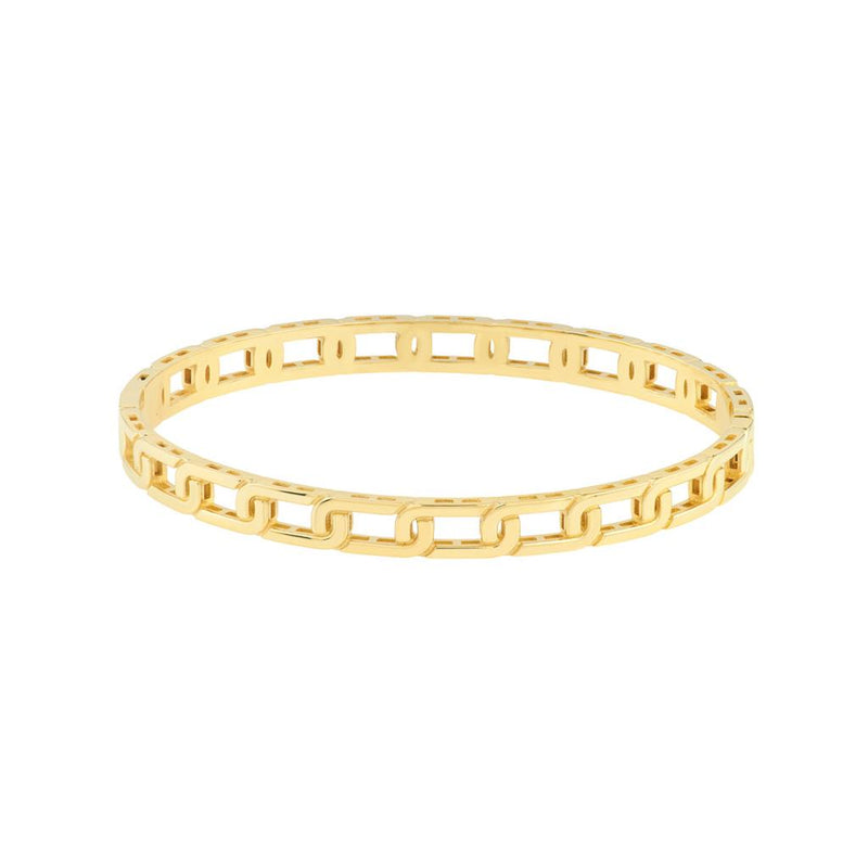 Davis Classics 
14k Yellow Gold Link Design Hinged Bangle Bracelet