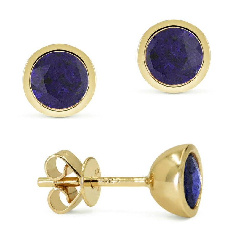 Madison L 14k Yellow Gold Lab-Created Blue Sapphire Stud Earrings