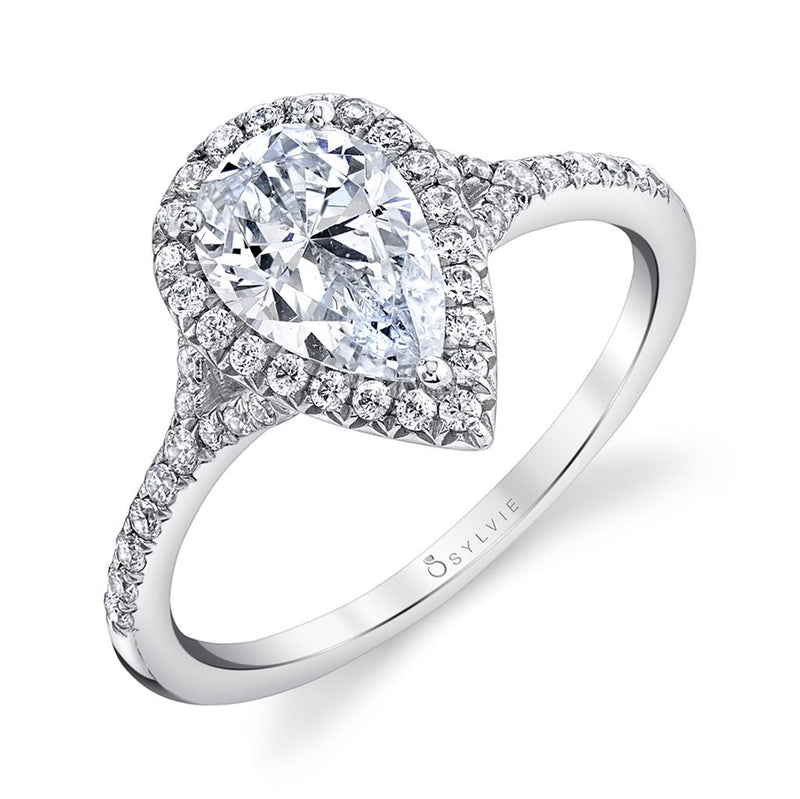 Sylvie Halo Diamond Engagement Ring Setting in 14k White Gold