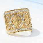 Doves 18k Yellow Gold Byzantine Wide Diamond Fashion Band