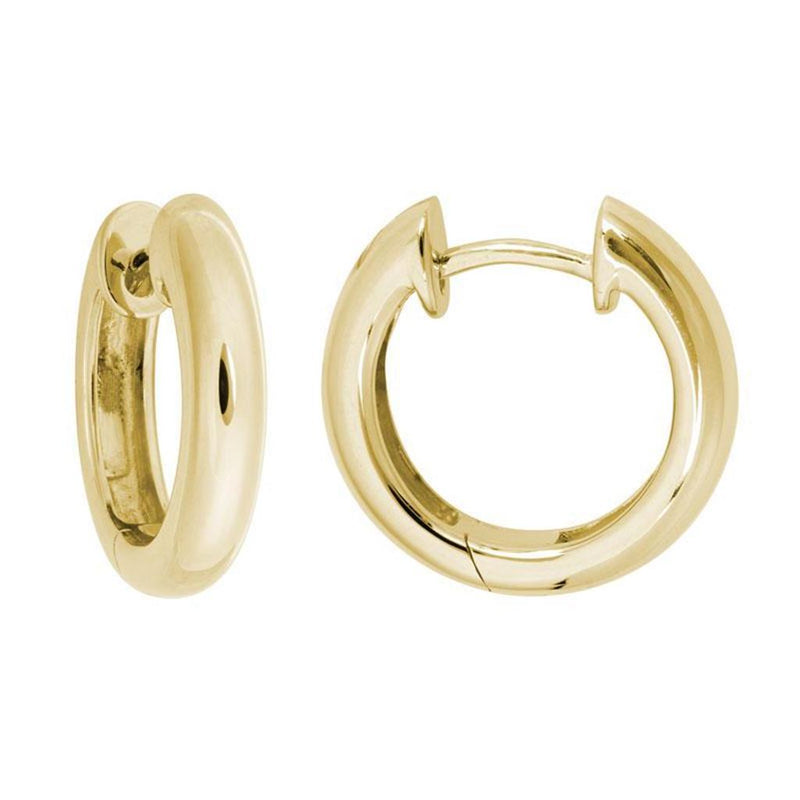 Davis Classics 14k Yellow Gold Hand-Crafted High-Polish Hoop Earrings