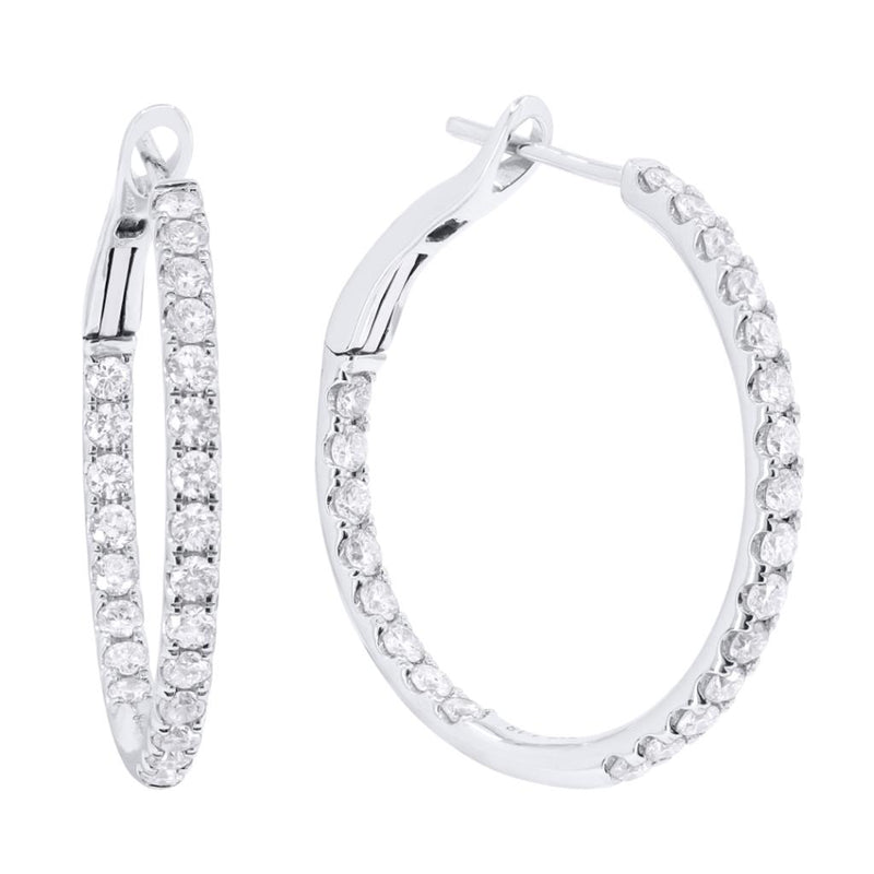 Madison L 14k White Gold In/Out 25mm Diamond Hoop Earrings