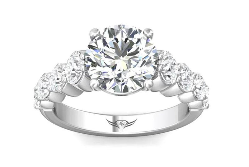 Martin Flyer Sidestone Diamond Engagement Ring Setting in 14k White Gold