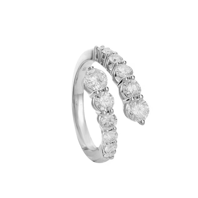 Davis Classics 18k White Gold Bypass Diamond Fashion Ring