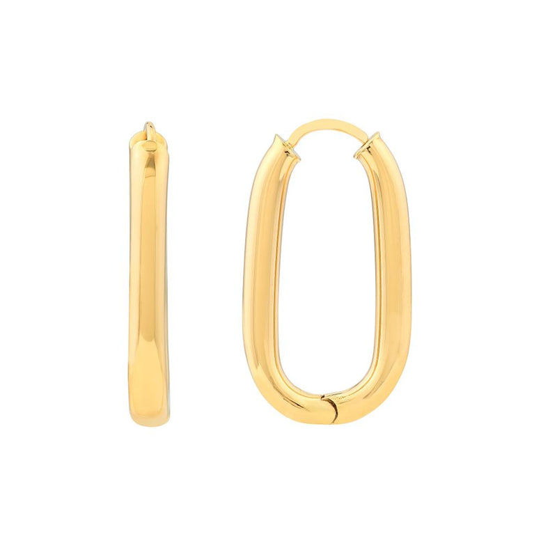 Davis Classics 14k Yellow Gold Oval Hoop Earrings