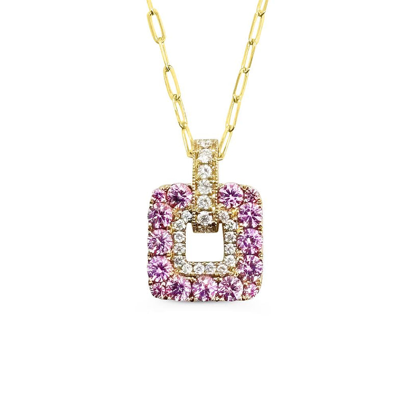 Frederic Sage 14k Yellow Gold Pink Sapphire and Diamond Open Drop Pendant