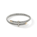 John Hardy 14k Yellow Gold and Sterling Silver Spear Diamond Flex Cuff Bracelet