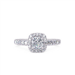 Davis Classics Proposal Ready Halo Sidestone Diamond Engagement Ring in 14k White Gold.