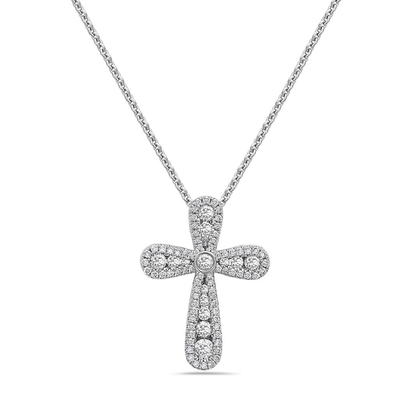 Charles Krypell 18k White Gold Diamond Cross Pendant