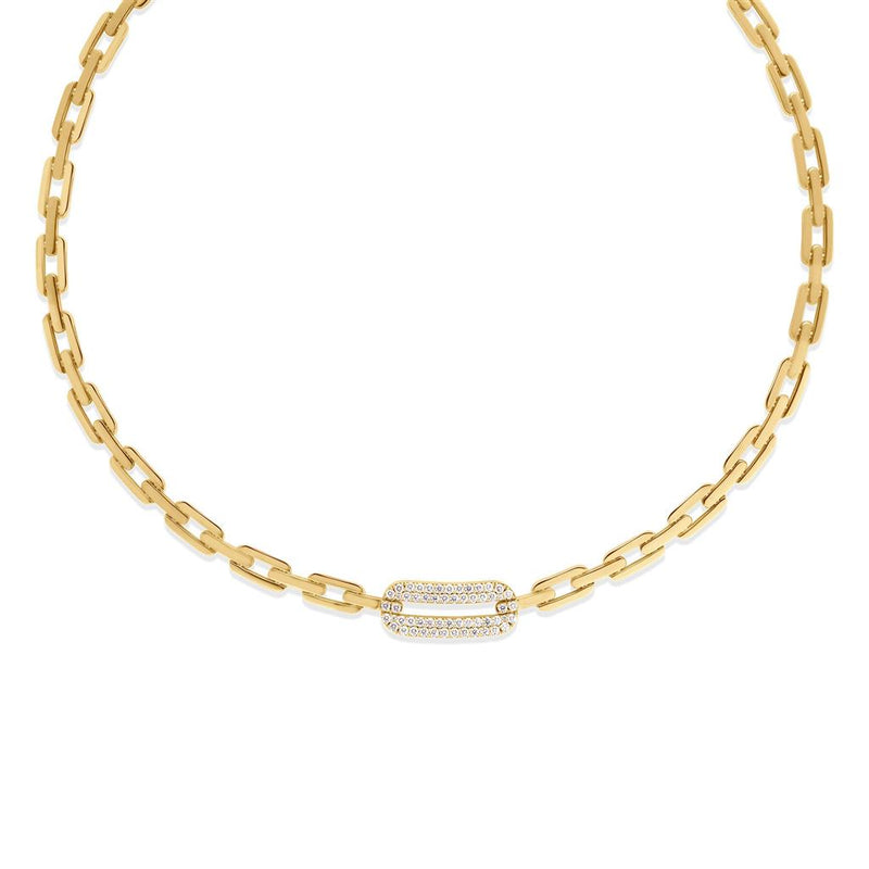 Roberto Coin 18k Yellow Gold Navarra Collection Diamond Chain Link Necklace