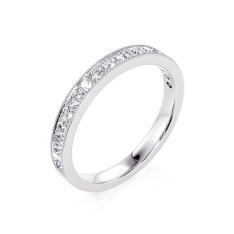 Davis Classics 14k White Gold Diamond Band with Milgrain Edge