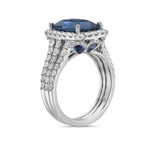 Charles Krypell 18k White Gold London Blue Topaz, Sapphire, and Diamond Halo Ring