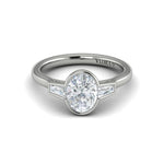 Vlora 14k White Gold Three Stone Collection Bezel Style Oval Diamond Engagement Ring Setting