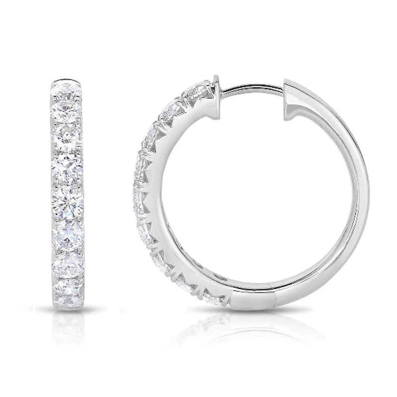 Davis Classics 14k White Gold Diamond Hoop Earrings