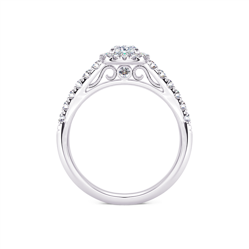 Davis Classics 14k White Gold Cushion Halo Design Proposal-Ready Engagement Ring