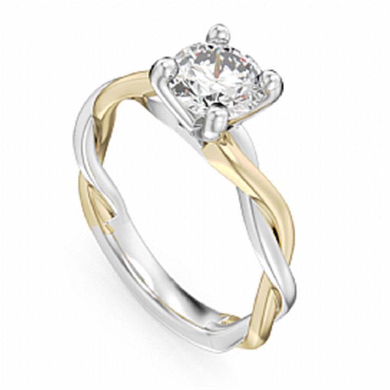 Noam Carver Crossover Diamond Engagement Ring Setting in 14k White & Yellow Gold