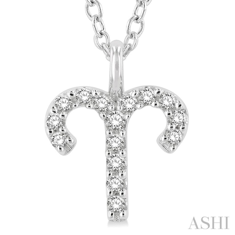 Davis Classics 14k White Gold Diamond Aries Zodiac Necklace